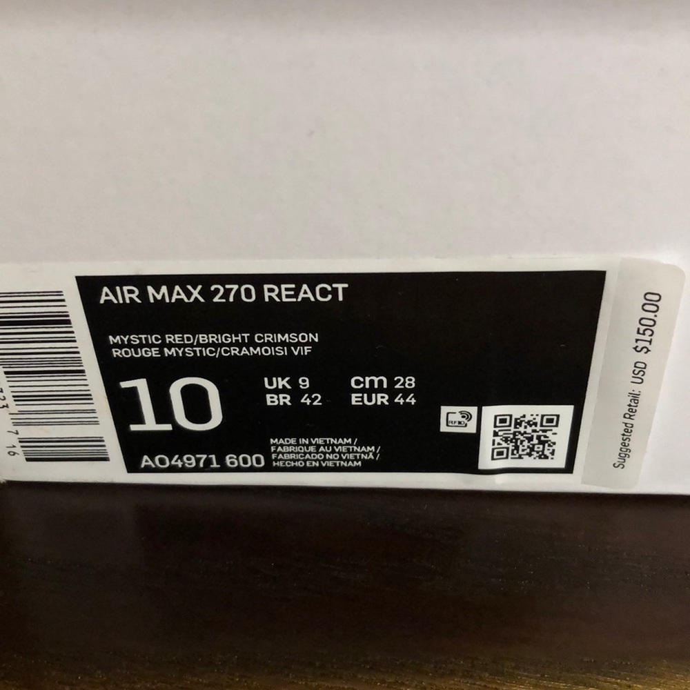 ❌❌❌SOLD❌❌❌Nike Air Max 270 React Size 10 - Picture 8 of 9